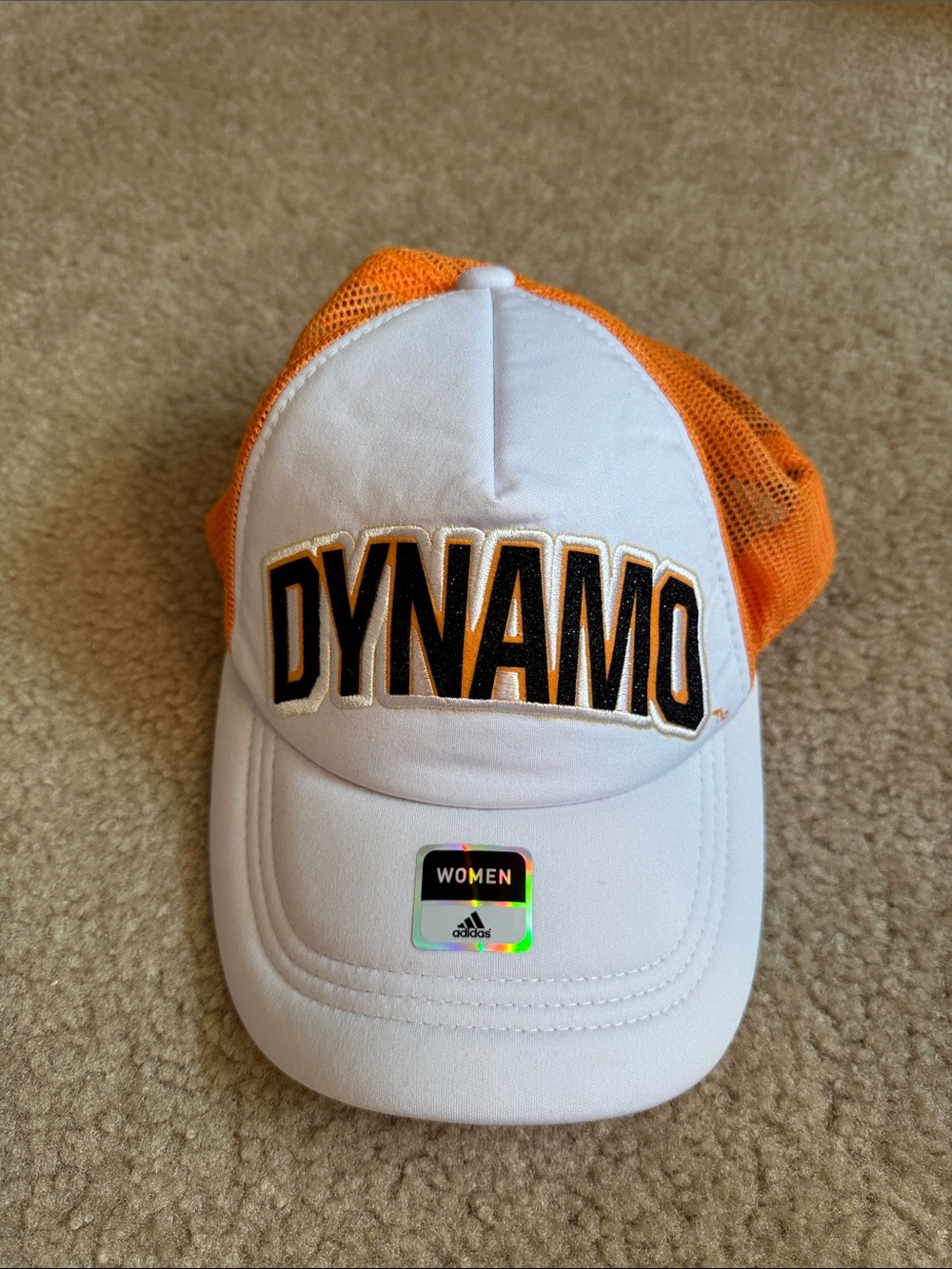 Adidas - White & Orange 'DYNAMO' Mesh Trucker Hat